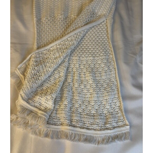 HOUSE OF HARLOW Cream Crochet Knit Long Maxi Tank Dress Women XS Boho Fringe NEW - Picture 11 of 14
